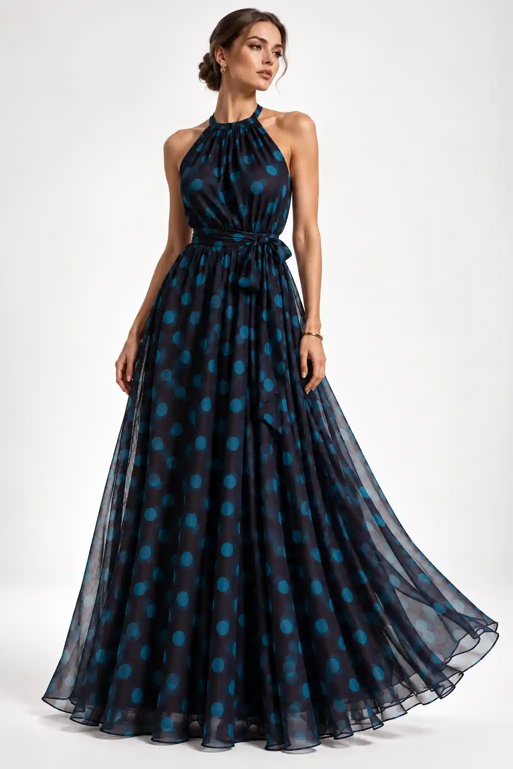 Long dress transformed into a commercial fashion visual